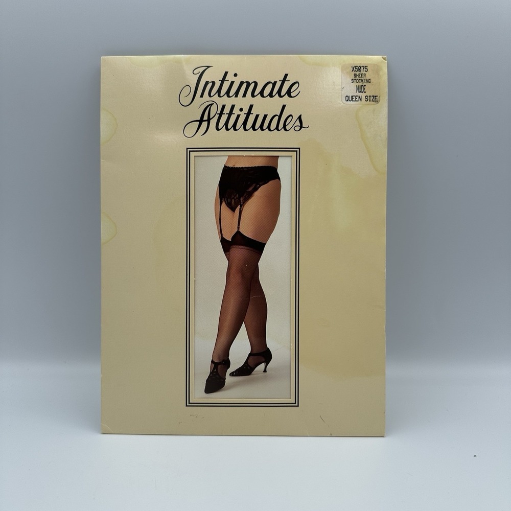 Vtg Shirley of Hollywood Intimate Attitudes Nude Thigh High Sheer Stocking Queen